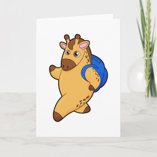 Giraffe as Student with Backpack Card (Front)
