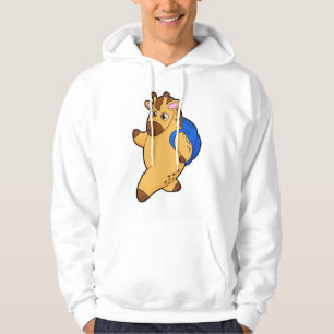 Giraffe as Student with Backpack Hoodie