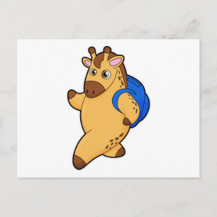 Giraffe as Student with Backpack Postcard