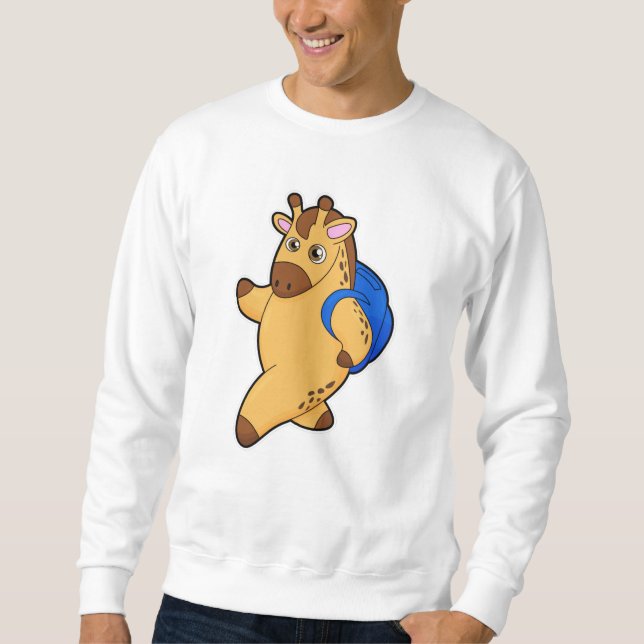 Giraffe as Student with Backpack Sweatshirt (Front)