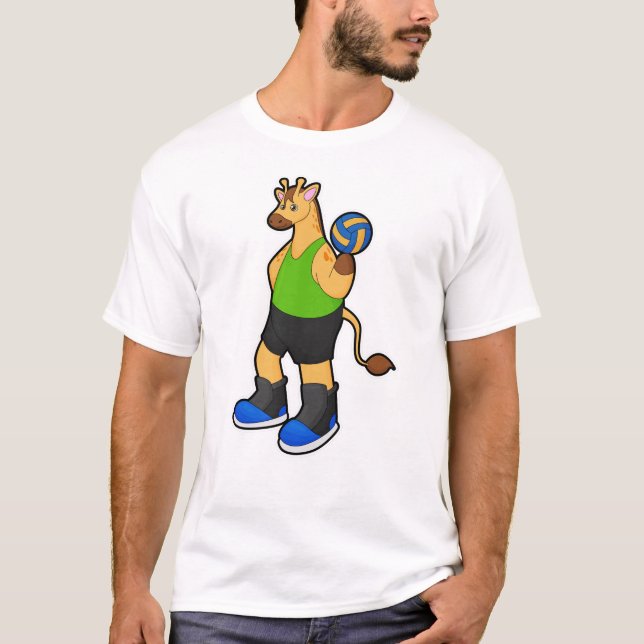 Giraffe as Volleyball player with Volleyball T-Shirt (Front)