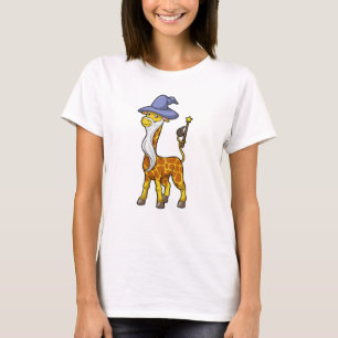 Giraffe as Wizard with Magic wand & Hat T-Shirt