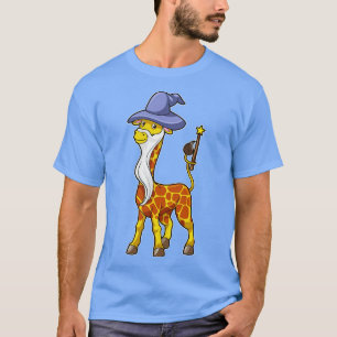 Giraffe As Wizard With Magic Wand Hat T-Shirt