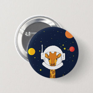 Giraffe Astronaut Animal With Space Helmet Clipart 6 Cm Round Badge