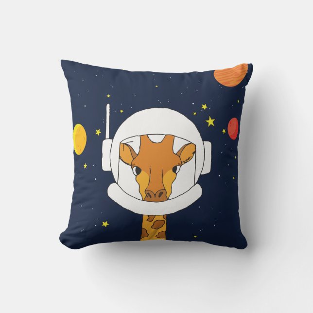 Giraffe Astronaut Animal With Space Helmet Clipart Cushion (Front)