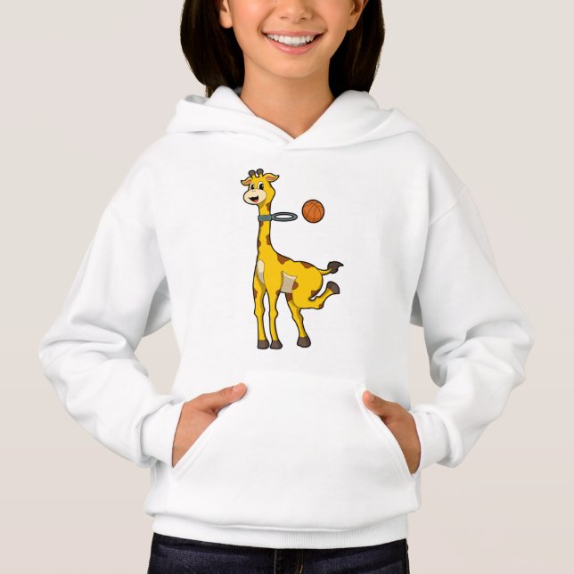 Giraffe at Basketball with Basketball hoop (Front)