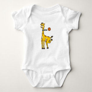 Giraffe at Basketball with Basketball hoop Baby Bodysuit