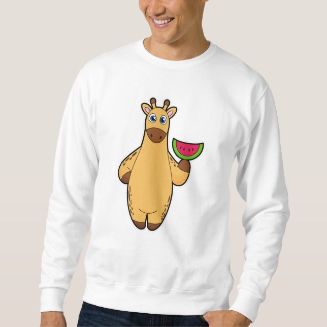 Giraffe at Eating with Watermelon Sweatshirt (Front)