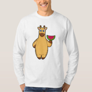 Giraffe at Eating with Watermelon T-Shirt