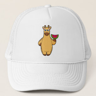 Giraffe at Eating with Watermelon Trucker Hat