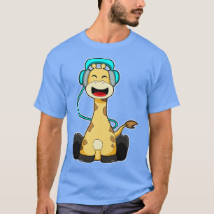 Giraffe at Music with Headphone 2 T-Shirt