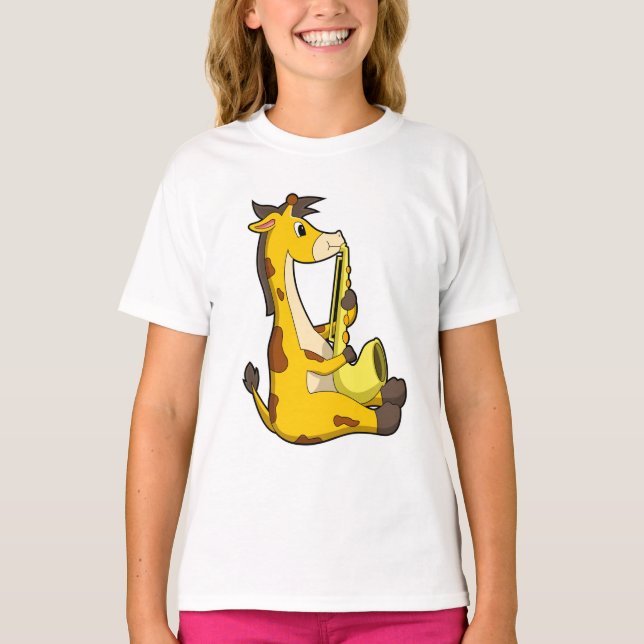 Giraffe at Music with Saxophone.PNG T-Shirt (Front)