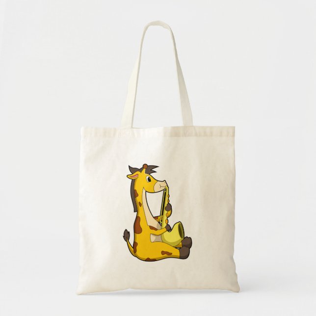 Giraffe at Music with Saxophone.PNG Tote Bag (Front)