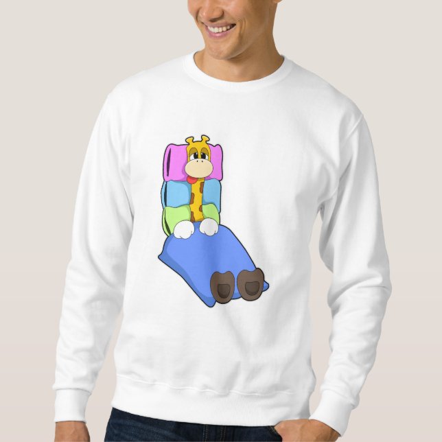 Giraffe at Sleeping with Blanket & Pillow Sweatshirt (Front)
