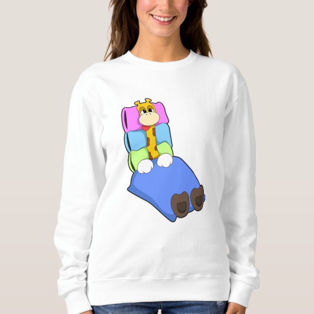 Giraffe at Sleeping with Blanket & Pillow Sweatshirt (Front)
