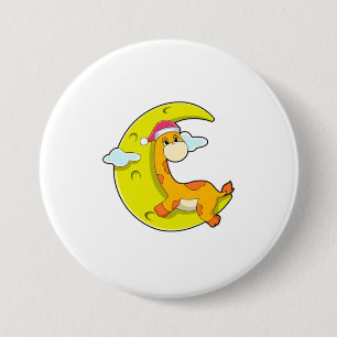 Giraffe at Sleeping with Moon 7.5 Cm Round Badge