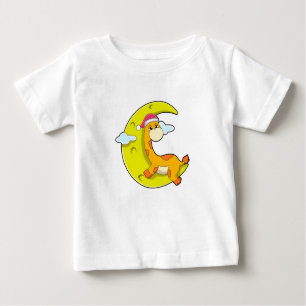 Giraffe at Sleeping with Moon Baby T-Shirt