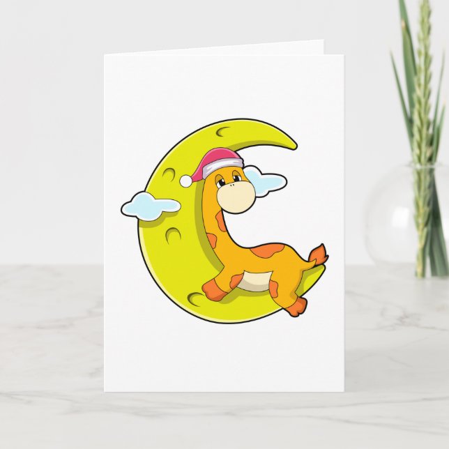 Giraffe at Sleeping with Moon Card (Front)