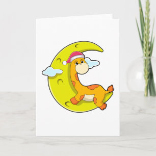 Giraffe at Sleeping with Moon Card