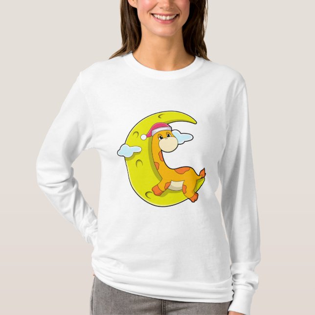 Giraffe at Sleeping with Moon T-Shirt (Front)
