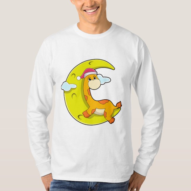 Giraffe at Sleeping with Moon T-Shirt (Front)