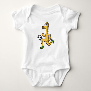 Giraffe at Soccer Sports Baby Bodysuit