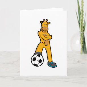 Giraffe at Sports with Soccer ball Card