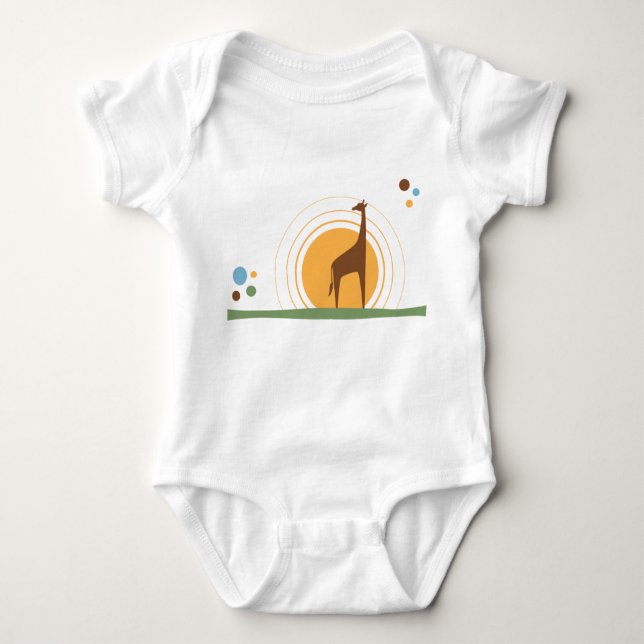 Giraffe at sunset baby bodysuit (Front)