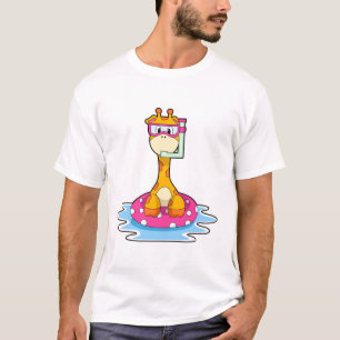 Giraffe at Swimming with Snorkel T-Shirt