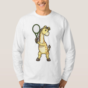 Giraffe at Tennis with Tennis racket T-Shirt