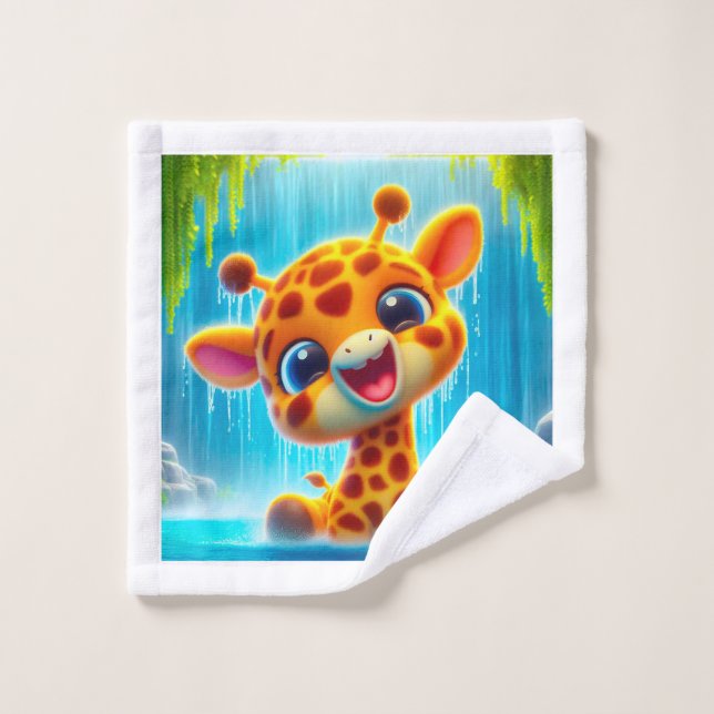 Giraffe at the Waterfall Wash Cloth (Wash Cloth)