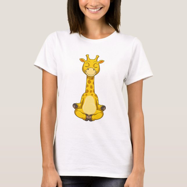 Giraffe at Yoga Meditation T-Shirt (Front)