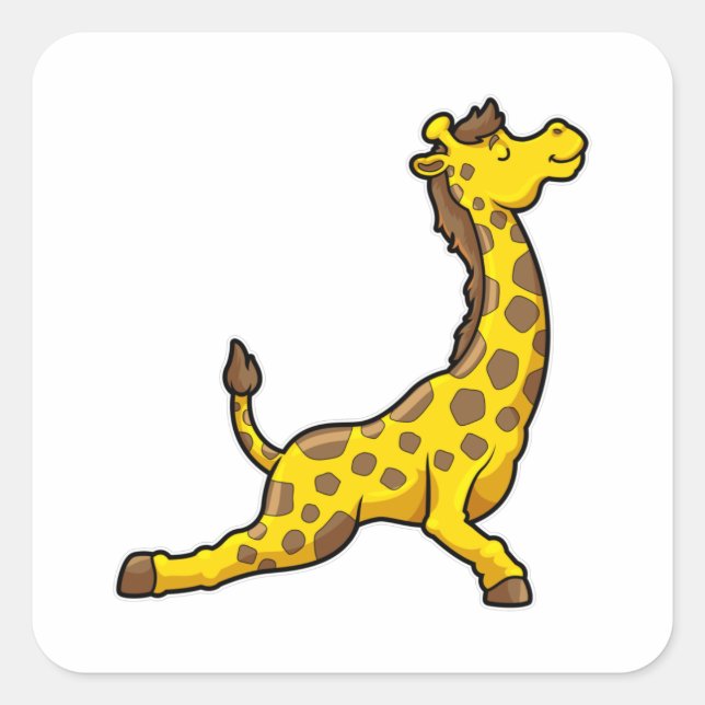Giraffe at Yoga Stretching exercises Leg Square Sticker (Front)