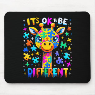 Giraffe Autism Awareness It's Ok To Be Different 1 Mouse Pad