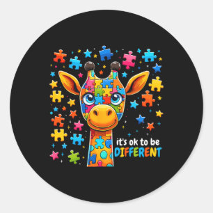 Giraffe Autism Awareness It's Ok To Be Different Classic Round Sticker