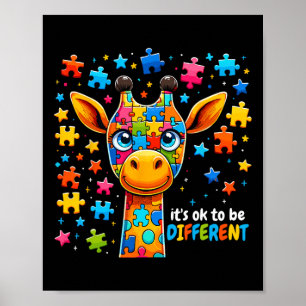 Giraffe Autism Awareness It's Ok To Be Different  Poster