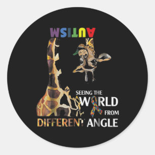Giraffe Autism Seeing The World From Different Ang Classic Round Sticker