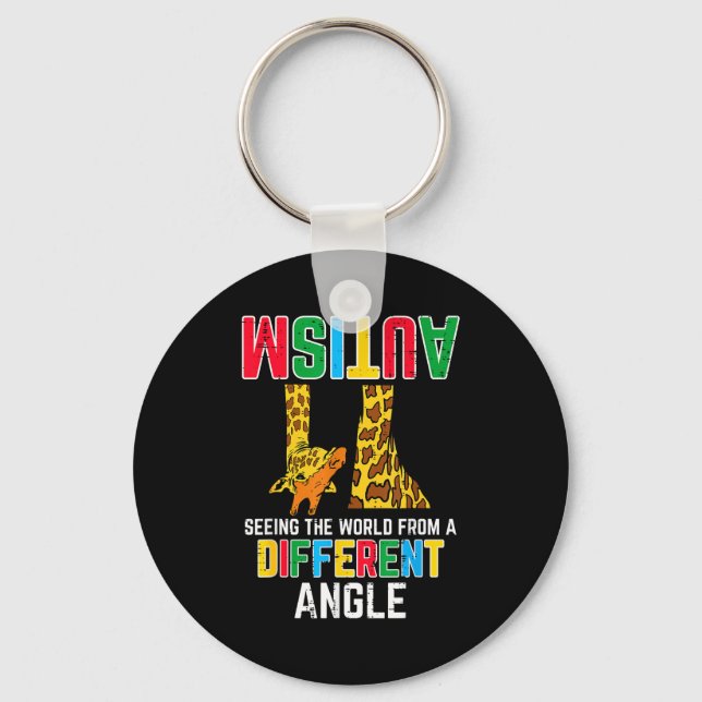 Giraffe Autism Seeing World Different Angle Awaren Key Ring (Front)