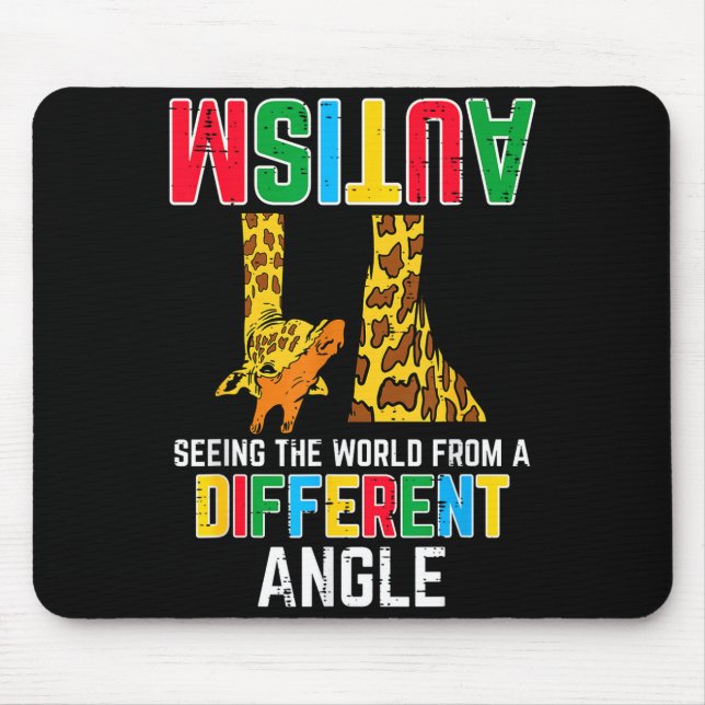 Giraffe Autism Seeing World Different Angle Awaren Mouse Pad (Front)