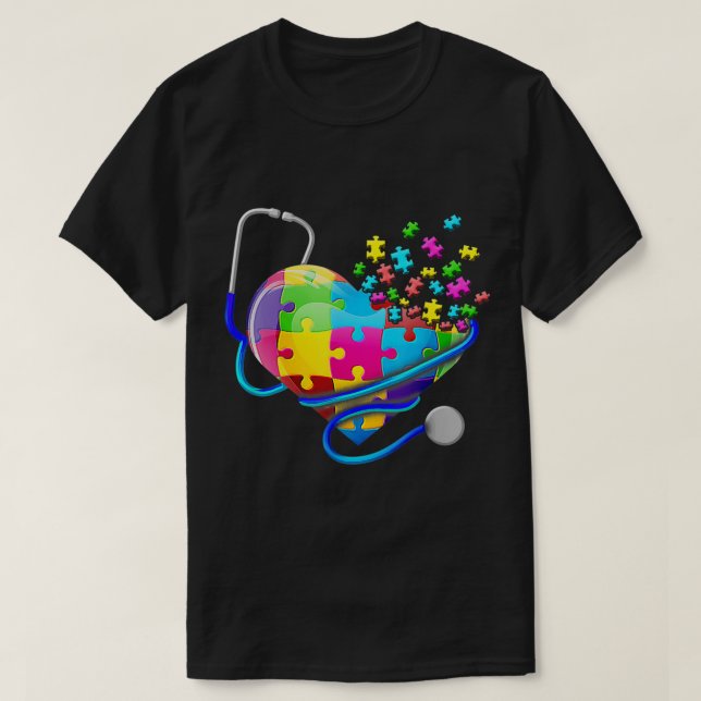 Giraffe Autism Seeing World Different Angle Awaren T-Shirt (Design Front)