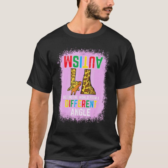 Giraffe Autism Seeing World Different Angle Awaren T-Shirt (Front)