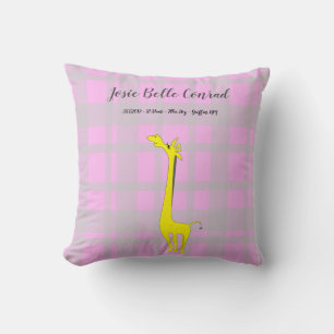 Giraffe Baby Birth Stats Cushion