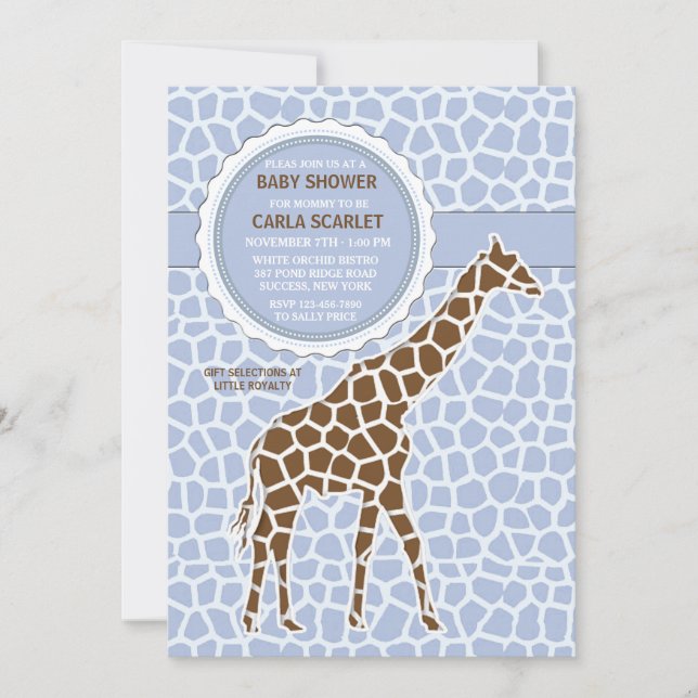 Giraffe Baby Boy Shower Invitation (Front)