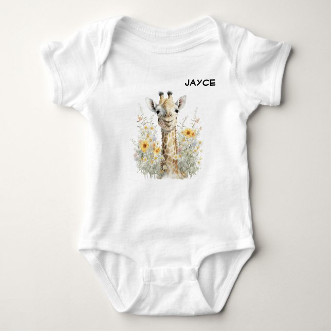 Giraffe Baby Customisable Baby Bodysuit (Front)