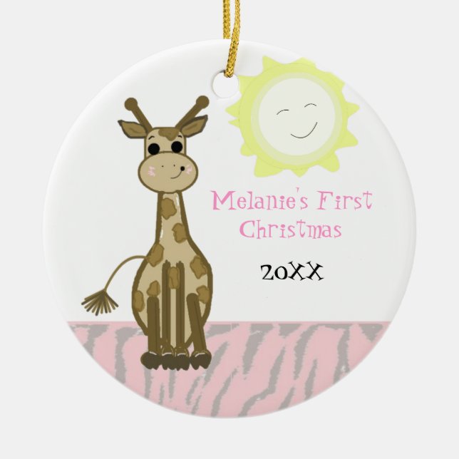 Giraffe Baby First Christmas Ceramic Tree Decoration (Front)