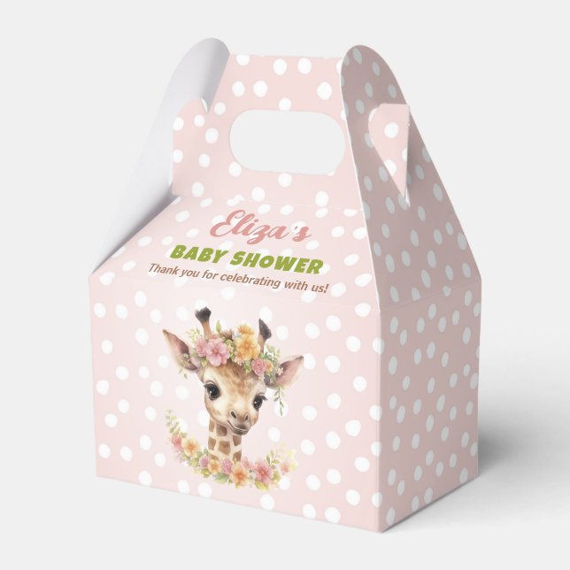 Giraffe Baby Girl Shower Wild One Girly Safari Favour Box (Front Side)