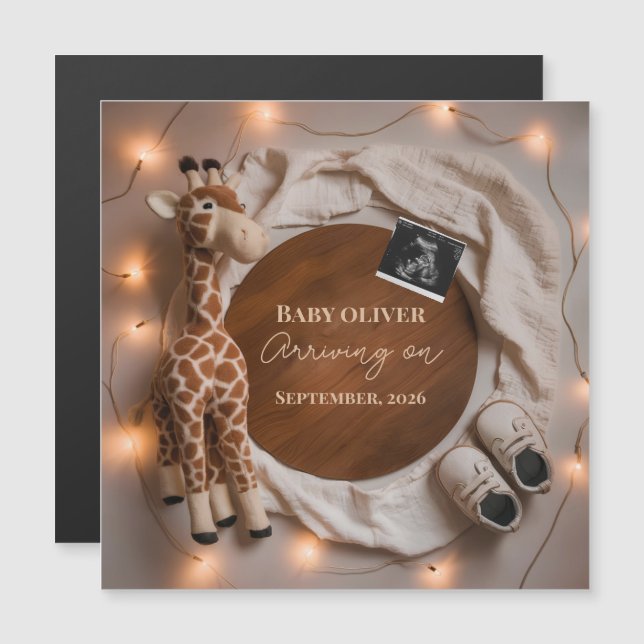  giraffe baby reveal pregnancy announcement card (Front/Back)