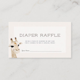 Giraffe Baby Shower Beige Diaper Raffle Ticket Enclosure Card