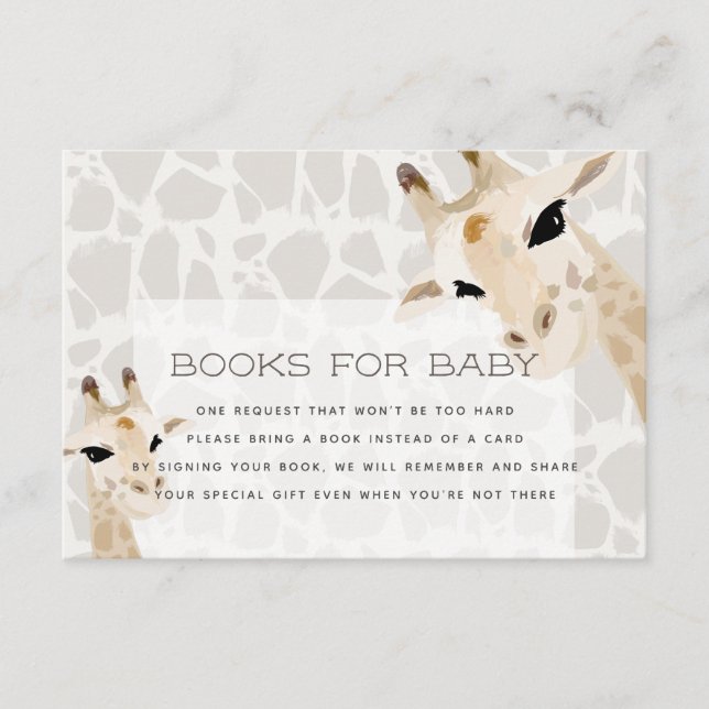 Giraffe Baby Shower Book Request Card (Front)