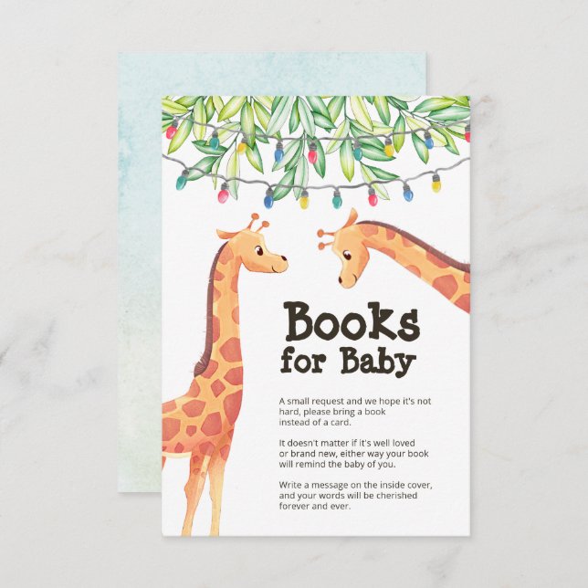 Giraffe Baby Shower Book Request Enclosure Card (Front/Back)